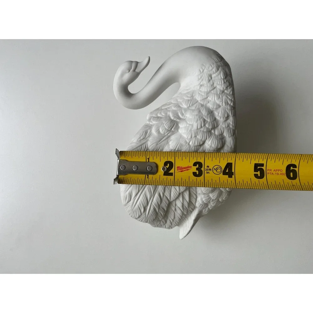 Vintage FTDA White Ceramic Swan Planter 1988 Matte Bisque Porcelain Vase Taiwan